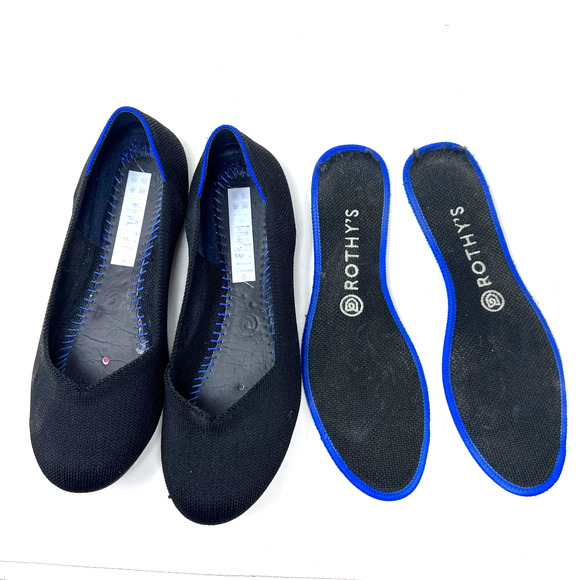 Rothys Flat Black Knit Ballet Round Toe Travel Comfort Shoe Womens Size 8 - Picture 10 of 12